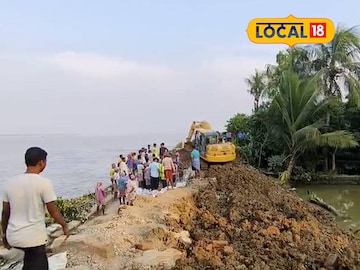 রূপনারায়ণ নদী বাঁধ মেরামতির কাজ চলছে