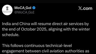 * ভারত-চীন সরাসরি বিমান পরিষেবা চালু হচ্ছে * ভারত-চীন সরাসরি বিমান পরিষেবা চালু হচ্ছে