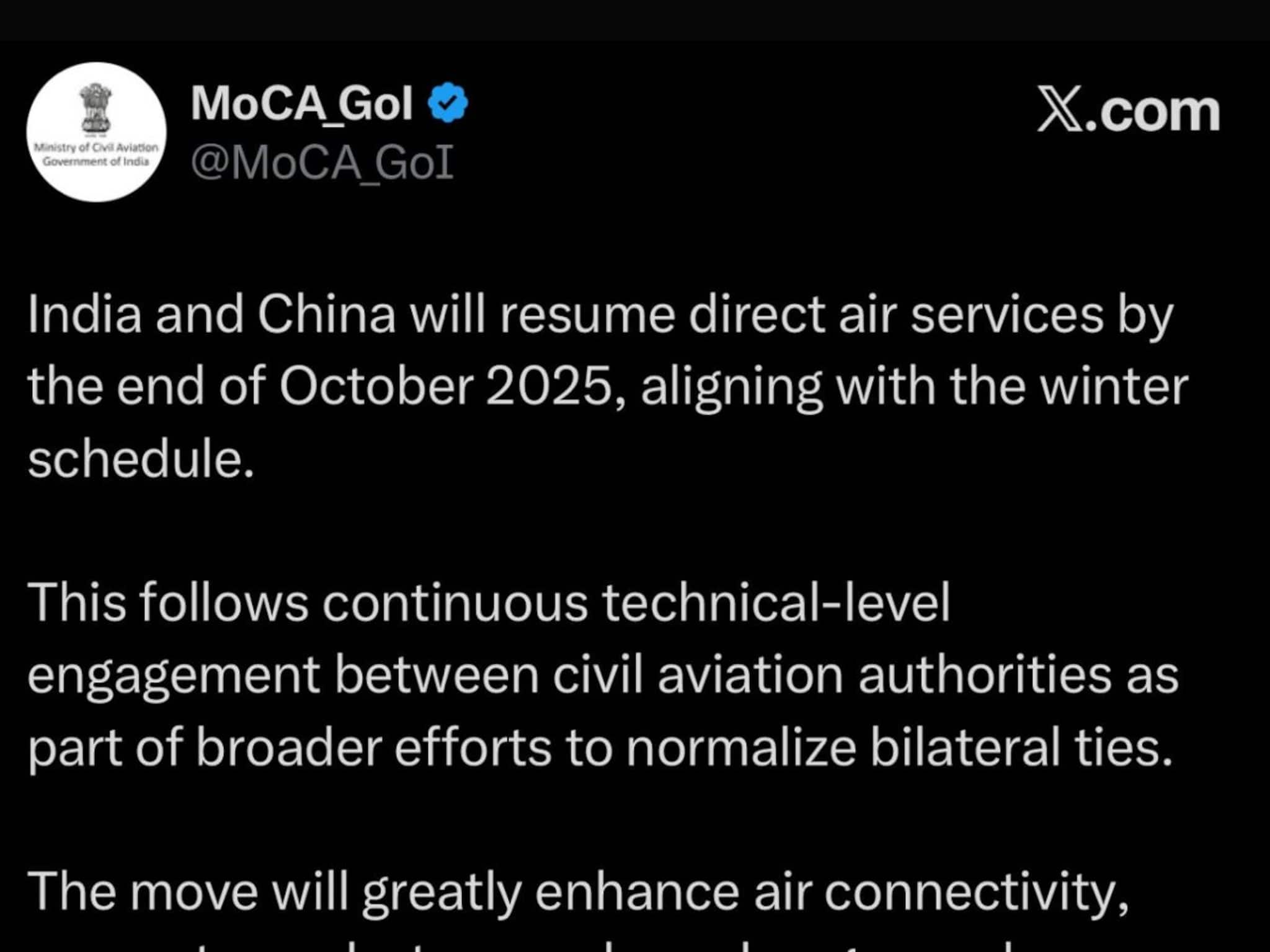 এ মাসের শেষেই সুখবর! পাঁচ বছর পর অক্টোবরেই ভারত ও চিনের মধ্যে শুরু হচ্ছে সরাসরি বিমান চলাচল
