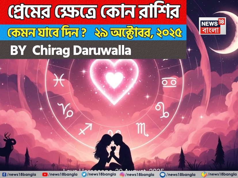দিনটি অনেক রাশির জন্য প্রেমের সম্পর্কের ক্ষেত্রে আবেগগত গভীরতা, স্পষ্টতা এবং নতুন সূচনা নিয়ে আসবে। নিউজ18 বাংলার জন্য কলম ধরলেন প্রখ্যাত দূরদর্শী জ্যোতিষী চিরাগ দারুওয়ালা, দেখে নেওয়া যাক রাশি মিলিয়ে কার প্রেমজীবন সম্পর্কে কী বলছেন তিনি। দিনটি অনেক রাশির জন্য প্রেমের সম্পর্কের ক্ষেত্রে আবেগগত গভীরতা, স্পষ্টতা এবং নতুন সূচনা নিয়ে আসবে। নিউজ18 বাংলার জন্য কলম ধরলেন প্রখ্যাত দূরদর্শী জ্যোতিষী চিরাগ দারুওয়ালা, দেখে নেওয়া যাক রাশি মিলিয়ে কার প্রেমজীবন সম্পর্কে কী বলছেন তিনি।