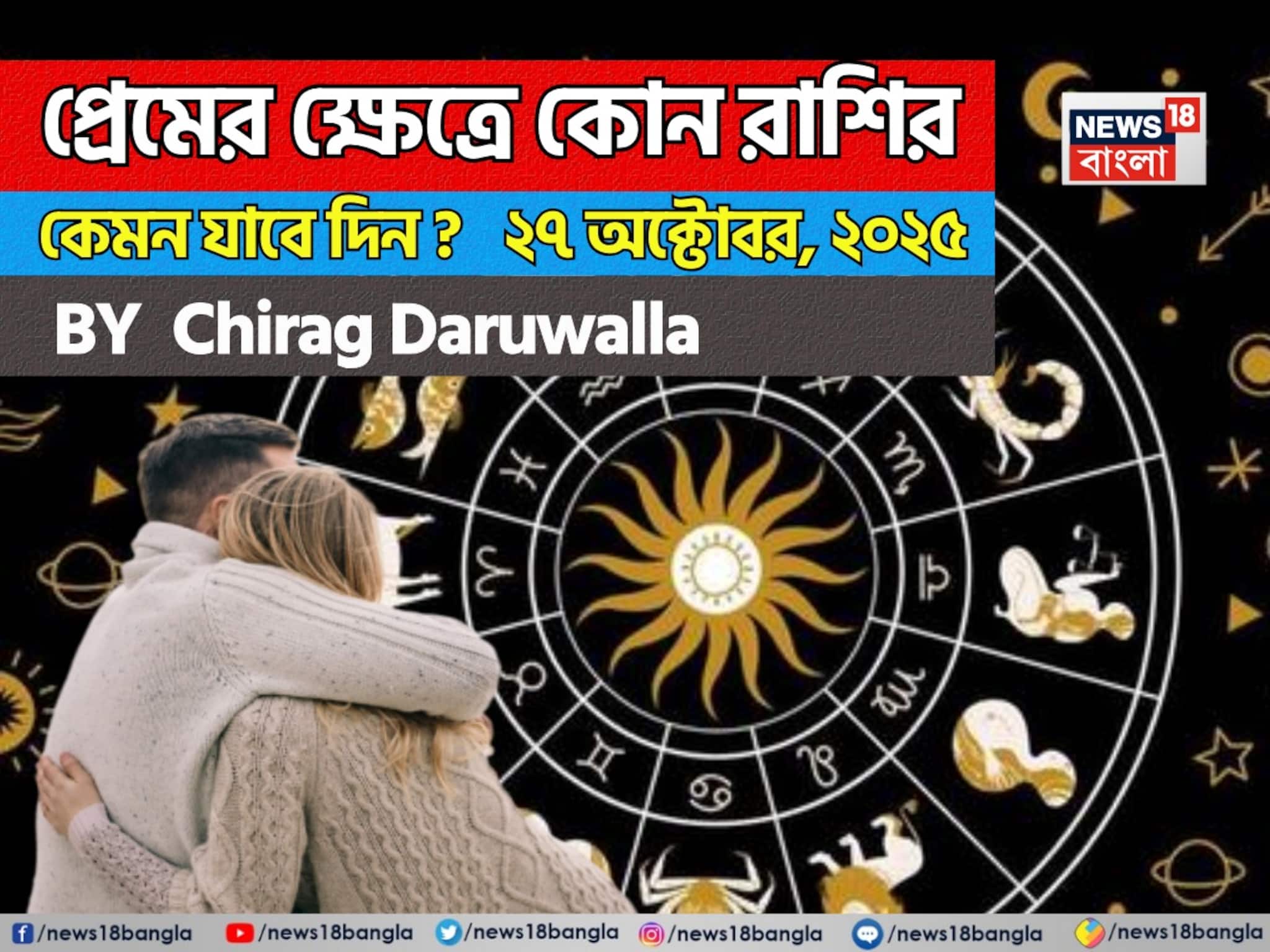 Love Horoscope Today: ২৭ অক্টোবর, ২০২৫- কেমন যাবে আজকের প্রেমজীবন, জানাচ্ছেন জ্যোতিষী চিরাগ দারুওয়ালা