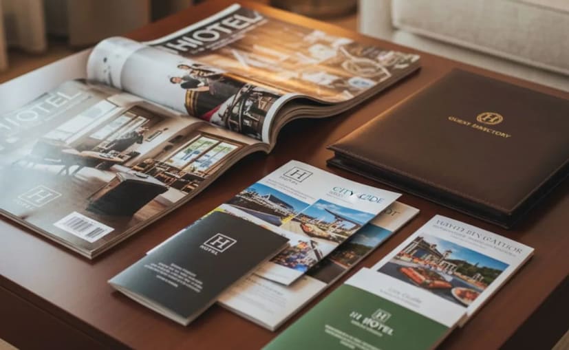 ম্যাগাজিন এবং ব্রশিওর<br />রুমে রাখা ট্রাভেল ম্যাগাজিন, সিটি গাইড বা স্পা ব্রোশিওর অতিথিদের পড়ার জন্যই রাখা হয়— এবং হ্যাঁ, চাইলে সেগুলি আপনি সঙ্গে নিয়ে যেতে পারেন। এগুলি নিয়মিত আপডেট করা হয় এবং বাড়ি ফেরার পথে ফ্লাইটে পড়ার জন্য দারুণ সঙ্গী হতে পারে। এসব প্রকাশনায় সাধারণত স্থানীয় দর্শনীয় স্থান, রেস্তরাঁ ও ভ্রমণ টিপসের মতো তথ্য থাকে, যা ভ্রমণকারীদের জন্য বেশ উপকারী। ভবিষ্যতের সফর পরিকল্পনা বা উইকএন্ড গেটওয়ের অনুপ্রেরণার জন্যও এগুলি কাজে লাগতে পারে। কিছু হোটেল আবার এসব ব্রোশিওরের সঙ্গে বিশেষ কুপন বা ডিসকাউন্টও দেয়, যা হতে পারে অতিরিক্ত আনন্দের চমক।