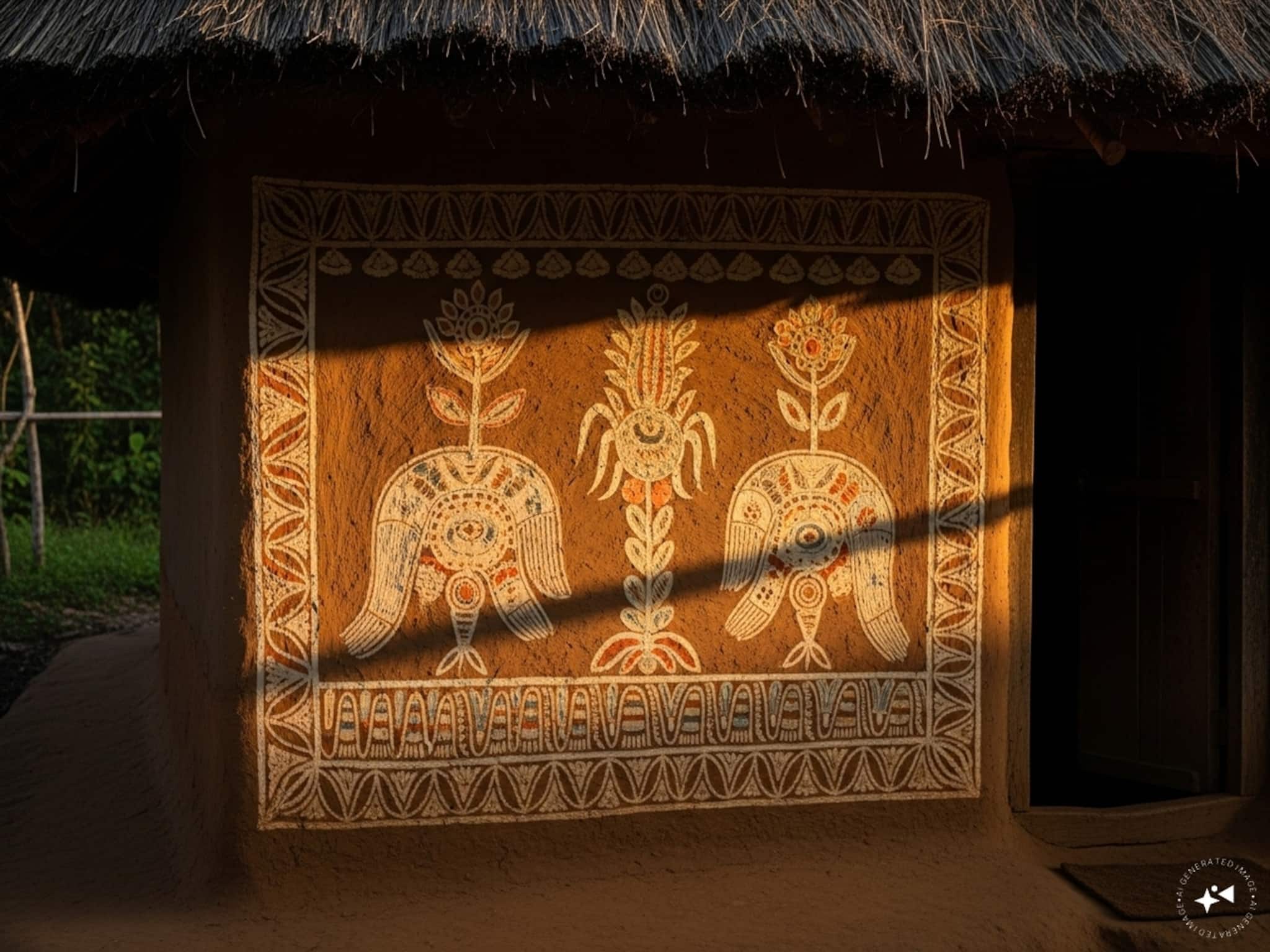 দু’আঙুলের জাদুতেই বাজিমাত! জঙ্গলমহলের কুঁড়ে ঘরের দেওয়ালে চোখ জুড়িয়ে যাওয়া শিল্পকর্ম