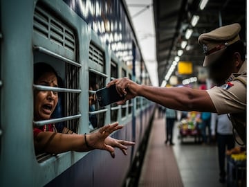 ট্রেনে জানলার ধারে ফোন ঘাঁটছিলেন মহিলা, হঠাৎ 'ভ্যানিশ'! এ কী...পুলিশই করল 'ছিনতাই'? ট্রেনে জানলার ধারে ফোন ঘাঁটছিলেন মহিলা, হঠাৎ 'ভ্যানিশ'! এ কী...পুলিশই করল 'ছিনতাই'?