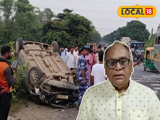 দুর্ঘটনা গ্রস্থ মন্ত্রী চন্দ্রনাথ সিনহার বোনের গাড়ি