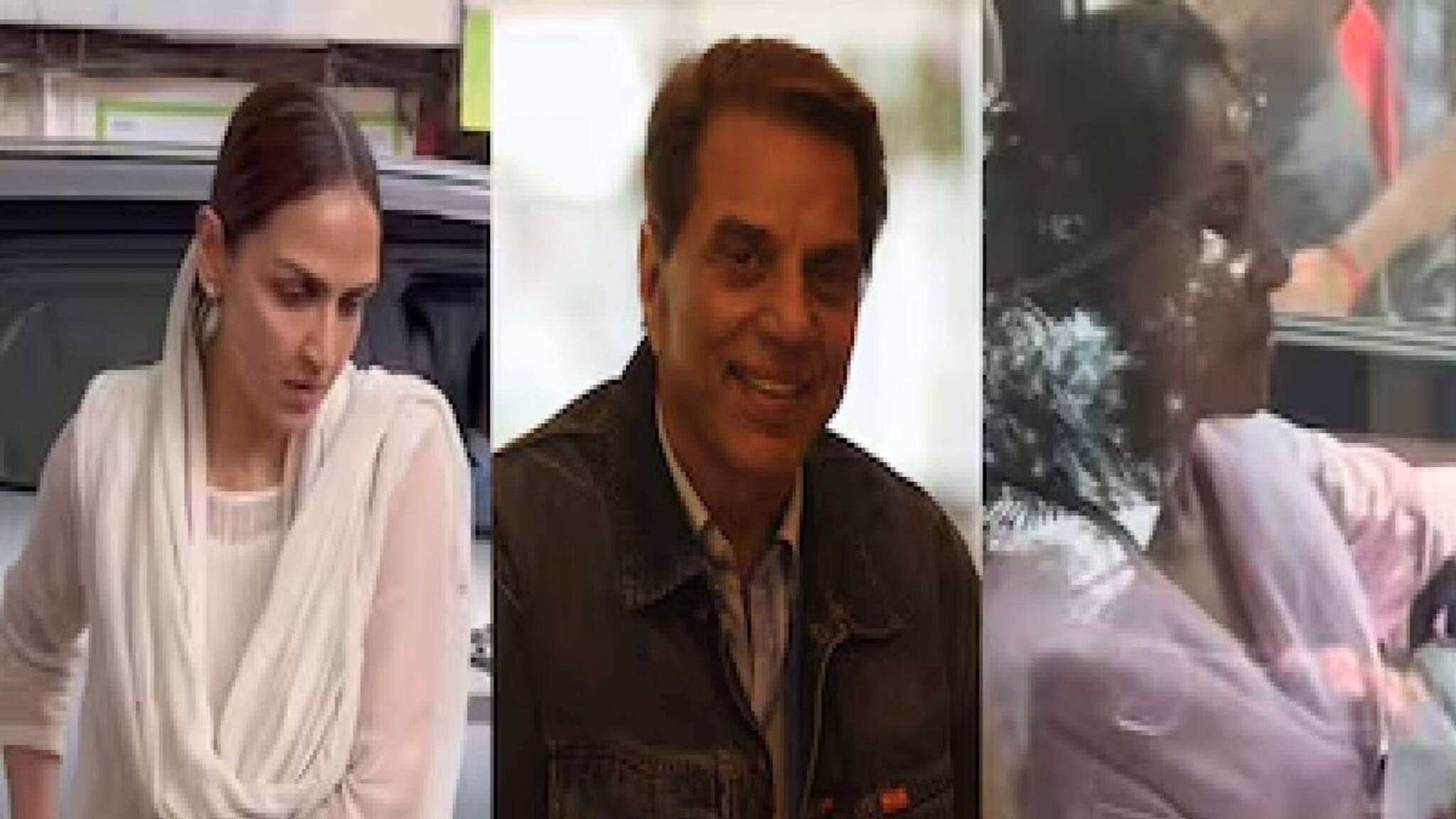 Hema Malini and Esha Deol: ধর্মেন্দ্র-র সৎকারে শোকবিধ্বস্ত হেমা-এষা, হালকা রঙের পোশাক, সামনে এল স্ত্রী-মেয়ের ফটো