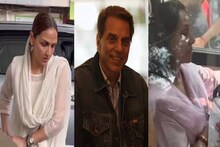 ধর্মেন্দ্র-র সৎকারে শোকবিধ্বস্ত হেমা-এষা, হালকা রঙের পোশাক, সামনে এল স্ত্রী-মেয়ের ফটো