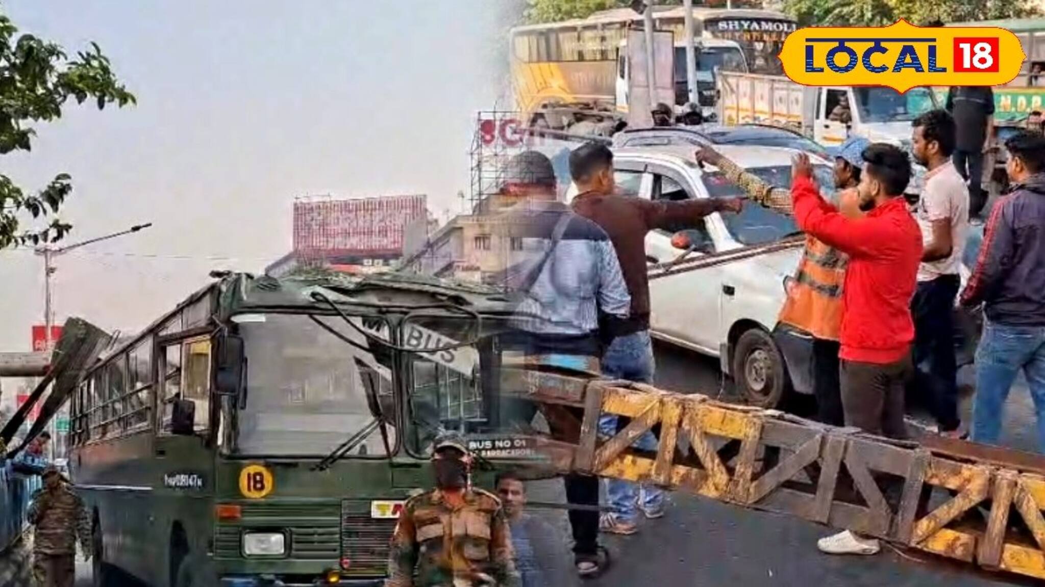 বাগুইহাটি উড়ালপুলে দুর্ঘটনার মুখে সেনা বাস, অল্পের জন্য বাঁচল প্রাণ