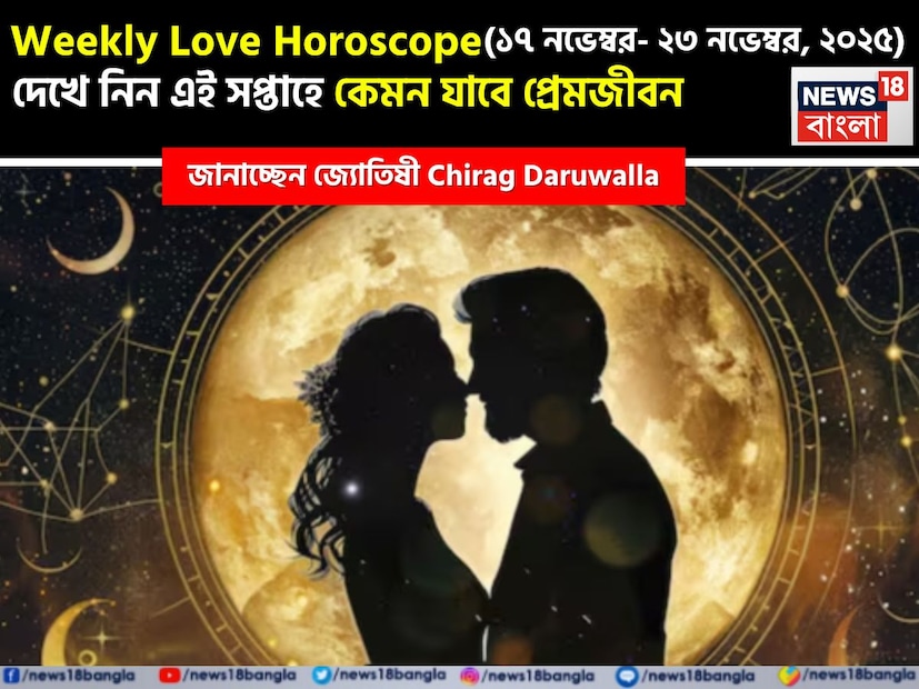 কথায় বলে, কার মনে কী আছে, তা বোঝা যায় না। ফলে, যে বিষয়টাই মন নিয়ে, সেই প্রেমের পথে গোলাপ ফোটে কাঁটা নিয়ে। যদিও প্রেমজীবনে কী ঘটতে পারে, তার আঁচ পাওয়া মোটেই কঠিন কিছু নয়। নিউজ18 বাংলার জন্য কলম ধরলেন প্রখ্যাত দূরদর্শী জ্যোতিষী চিরাগ দারুওয়ালা, দেখে নেওয়া যাক রাশি মিলিয়ে কার প্রেমজীবন সম্পর্কে কী বলছেন তিনি এই সপ্তাহে। কথায় বলে, কার মনে কী আছে, তা বোঝা যায় না। ফলে, যে বিষয়টাই মন নিয়ে, সেই প্রেমের পথে গোলাপ ফোটে কাঁটা নিয়ে। যদিও প্রেমজীবনে কী ঘটতে পারে, তার আঁচ পাওয়া মোটেই কঠিন কিছু নয়। নিউজ18 বাংলার জন্য কলম ধরলেন প্রখ্যাত দূরদর্শী জ্যোতিষী চিরাগ দারুওয়ালা, দেখে নেওয়া যাক রাশি মিলিয়ে কার প্রেমজীবন সম্পর্কে কী বলছেন তিনি এই সপ্তাহে।