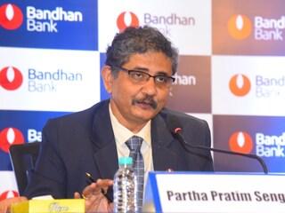 Partha Pratim Sengupta, MD & CEO, Bandhan Bank at a press conference 