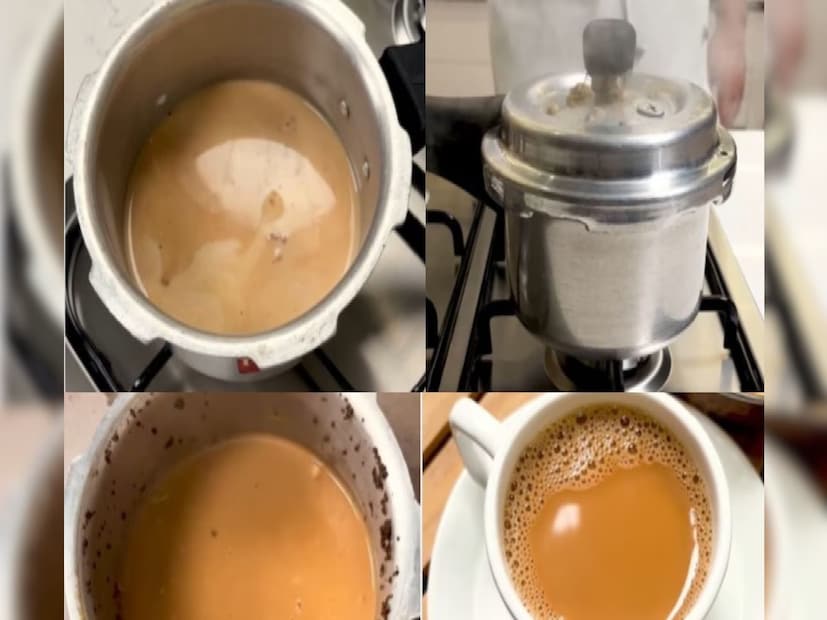 *এক থেকে দেড় চা চামচ চা পাতা যোগ করুন। বেশিক্ষণ ঢেকে ফুটানোর দরকার নেই। এবার এতে দেড় কাপ দুধ দিন। কম জল এবং বেশি দুধ ব্যবহার করলে ঘন চা তৈরি হয়। অনেকেই সকালে ঘন এবং কড়া চা পান করতে পছন্দ করেন। দুধ যোগ করার পর, কুকারের ঢাকনা বন্ধ করে দিন।