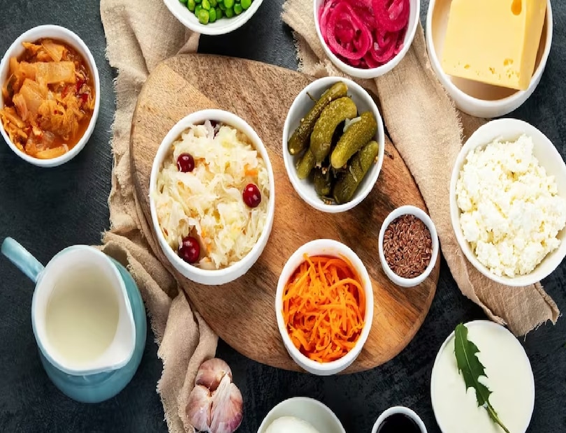 প্রোবায়োটিকস-- গাটের প্রিয় বন্ধু হল প্রোবায়োটিকস! আজকাল কম্বুচা, কেফির, কিমচি-র মতো প্রোবায়োটিকস আলোচনার কেন্দ্রে। এগুলো হল ফারমেন্টেড খাবার, যা অন্ত্রে থাকা উপকারী ব্যাকটেরিয়ার ভারসাম্য বজায় রাখতে কার্যকর। প্রোবায়োটিকস যদি এমন খাবারের সঙ্গে খাওয়া হয় যাতে ফাইবার ও স্বাস্থ্যকর চর্বি রয়েছে, তাহলে আরও বেশি উপকারী  ব্যাকটেরিয়া পাকস্থলীর অ্যাসিডে নষ্ট না হয়ে অন্ত্রে পৌঁছাতে পারবে। তাই প্রোবায়োটিক খাওয়ার আদর্শ সময় হল ব্রেকফাস্ট ও লাঞ্চ।