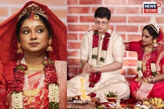 লাল বেনারসিতে অন্তরা মিত্র,'কিশোরী কিশোরী' গায়িকার গায়ে হলুদ থেকে সিঁদুরদান,রইল সব ছবি