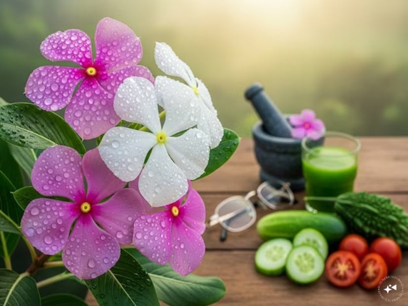 আয়ুর্বেদে, নয়নতারা ফুলের শীতলতা এবং নিরাময়কারী বৈশিষ্ট্য পিত্ত দোষের ভারসাম্য বজায় রাখে বলেও বিশ্বাস করা হয়, যা প্রায়ই চুল পাতলা হওয়া এবং অকাল পেকে যাওয়ার সঙ্গে যুক্ত। এটি ভারতীয় আবহাওয়ার জন্য এটিকে একটি আদর্শ প্রাকৃতিক উপাদান করে তোলে, যেখানে তাপ এবং দূষণ প্রায়শই চুলের সমস্যা তৈরি করে। উদ্ভিদের অ্যালকালয়েডগুলি অগ্ন্যাশয়ের বিটা কোষগুলির পুনর্জন্মে সহায়তা করে, যা ইনসুলিন নিঃসরণের জন্য দায়ী। এই পুনর্জন্ম শরীরের ইনসুলিন উৎপাদন এবং নিয়ন্ত্রণ করার ক্ষমতা সম্ভাব্যভাবে বৃদ্ধি করতে পারে।