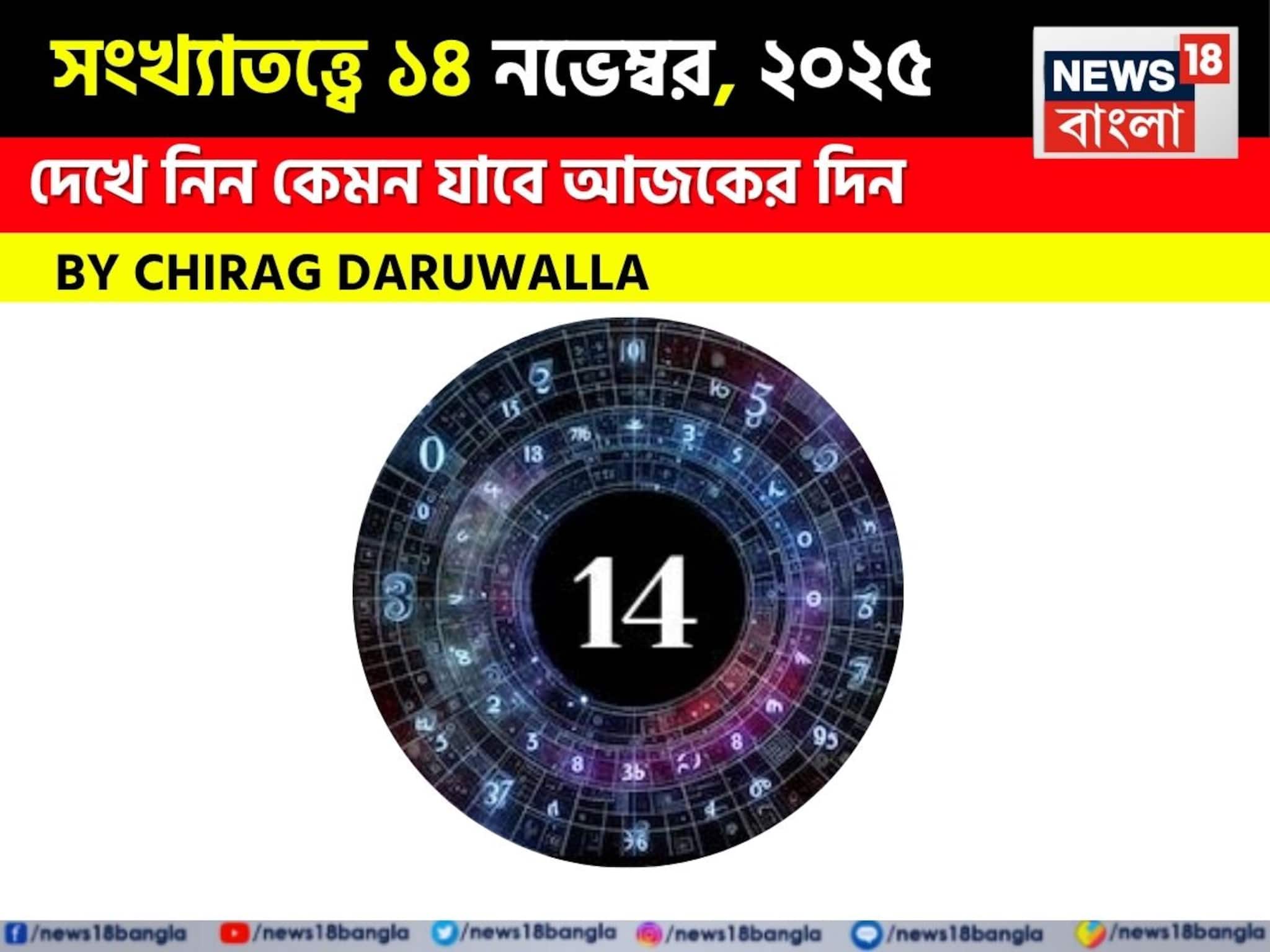 Numerology সংখ্যাতত্ত্বে ১৪ নভেম্বর, ২০২৫: দেখে নিন কেমন যাবে আজকের দিন? জানাচ্ছেন জ্যোতিষী চিরাগ দারুওয়ালা