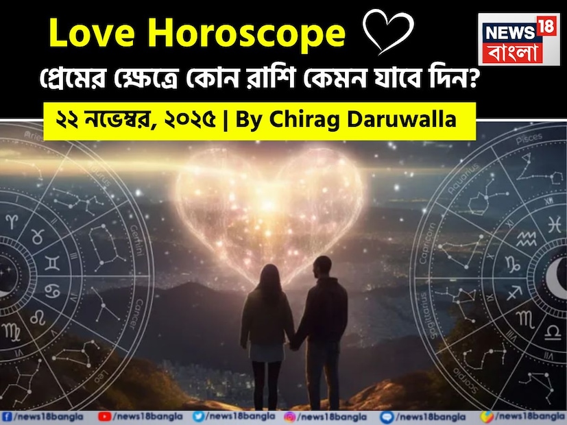এই দিনের প্রেমের রাশিফল আবেগের প্রকাশ, সম্পর্কের বিকাশ এবং সম্ভাব্য নতুন সূচনার উপর জোর দেয়। নিউজ18 বাংলার জন্য কলম ধরলেন প্রখ্যাত দূরদর্শী জ্যোতিষী চিরাগ দারুওয়ালা, দেখে নেওয়া যাক রাশি মিলিয়ে কার প্রেমজীবন সম্পর্কে কী বলছেন তিনি। এই দিনের প্রেমের রাশিফল আবেগের প্রকাশ, সম্পর্কের বিকাশ এবং সম্ভাব্য নতুন সূচনার উপর জোর দেয়। নিউজ18 বাংলার জন্য কলম ধরলেন প্রখ্যাত দূরদর্শী জ্যোতিষী চিরাগ দারুওয়ালা, দেখে নেওয়া যাক রাশি মিলিয়ে কার প্রেমজীবন সম্পর্কে কী বলছেন তিনি।