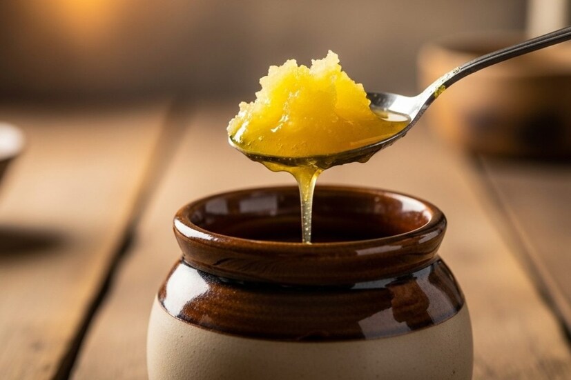 প্রোটিন এবং ঘি-এর মধ্যে সম্পর্ক: আসলে ঘিয়ের মধ্যে প্রোটিনের পরিমাণ খুবই কম হয়। কারণ এটি শুধুমাত্র বিশুদ্ধ ফ্যাট। দুধ থেকে মাখন তৈরি করে ঘি-তে রূপান্তরিত করার প্রক্রিয়ায়, বেশিরভাগ প্রোটিন এবং ল্যাকটোজ অপসারণ করা হয়। তাই ঘি-এর প্রধান উপাদান আসলে ফ্যাট।