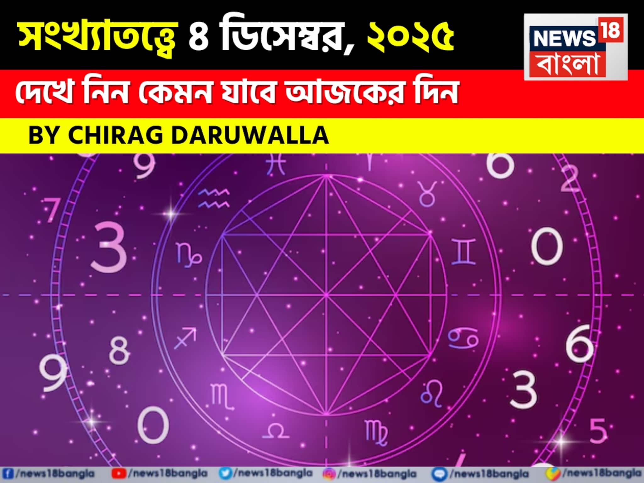 সংখ্যাতত্ত্বে ৪ ডিসেম্বর, ২০২৫: দেখে নিন কেমন যাবে আজকের দিন? জানাচ্ছেন জ্যোতিষী চিরাগ দারুওয়ালা