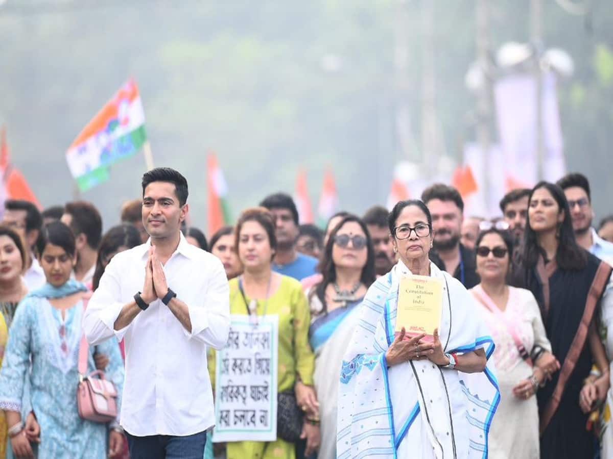 পথে নেমে প্রতিবাদ তৃণমূলের; ভোটাধিকার রক্ষার স্বার্থে মিছিল।