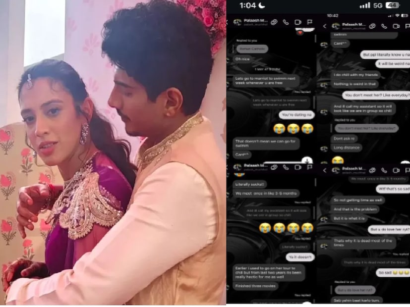 : স্মৃতি মন্ধানার সাধের বিয়ে অত্যন্ত খারাপভাবে ভেঙে গেছে৷  পরিচালক পলাশ মুচ্ছল যার সঙ্গে বিয়ে হওয়ার কথা ছিল স্মৃতি, বিয়ের আগের রাতে তাঁর একটি উস্কানিমূলক ফ্লার্টি চ্যাট সোশ্যাল মিডিয়ায় ভাইরাল হয়ে যায়৷ Photo- Collected 