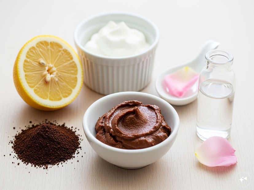 কনুই উজ্জ্বল করতে কফি-ভিত্তিক ঘরোয়া প্যাকযা লাগবে— কফি: ১ চা চামচ টক দই: ২ চা চামচ লেবুর রস: ২ ফোঁটা গোলাপজল: ২ চা চামচ