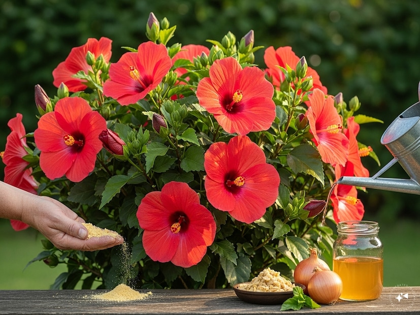 ফুলের সংখ্যা বৃদ্ধি এবং কুঁড়ি ঝরে পড়া রোধ করার জন্য পটাশিয়াম অপরিহার্য। এর জন্য আপনি শুকনো কলার খোসা গুঁড়ো বা পেঁয়াজের খোসার জল ব্যবহার করতে পারেন। এটি একটি চমৎকার জৈব সার যা ফুলের আকার বৃদ্ধি করে এবং রঙ আরও গাঢ় করে। প্রতি ২০ দিনে একবার এটি প্রয়োগ করুন। Generated image