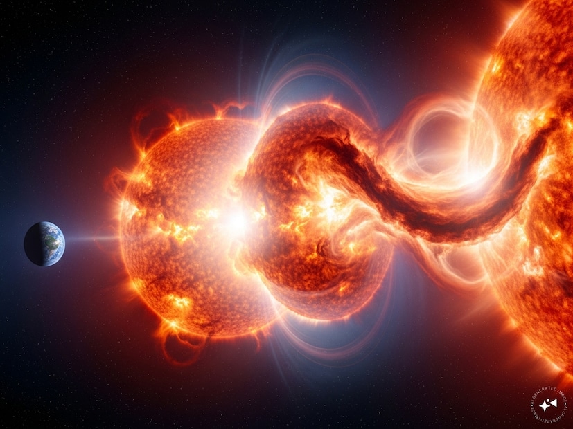 সিএনএনকে এক বিশেষজ্ঞ জানান,“দুটি করোনাল মাস ইজেকশন কয়েক ঘণ্টার ব্যবধানে সূর্য থেকে ছুটে আসে। প্রথমটি ধীরে ছিল, দ্বিতীয়টি দ্রুত—ফলে দ্বিতীয়টি প্রথমটিকে ধরে ফেলে এবং পৃথিবীতে পৌঁছনোর আগেই তারা এক হয়ে যায়। তাই নাম ‘ক্যানিবাল স্টর্ম’—দ্বিতীয়টি প্রথমটিকে গিলে ফেলেছে।”