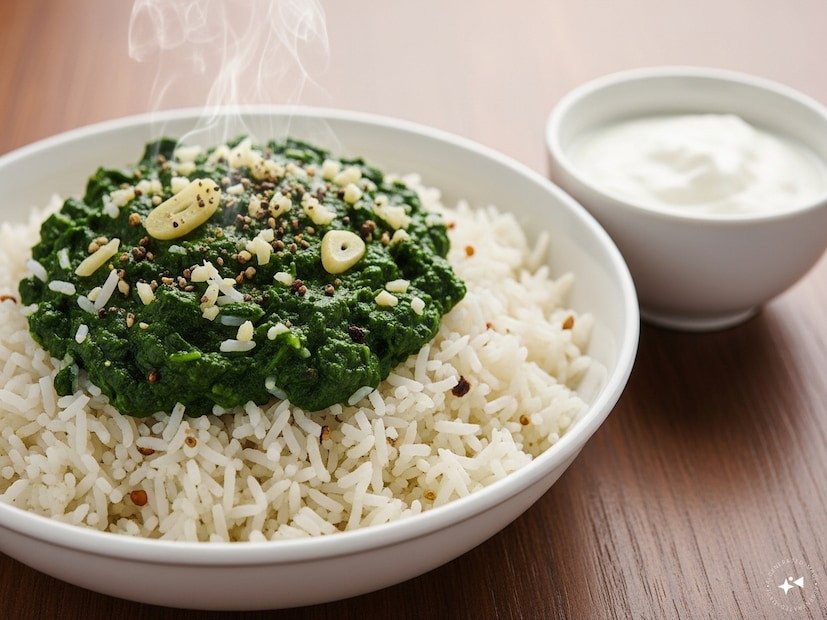  ৯. পালং ভাত (Spinach Rice)সেদ্ধ ভাতের সঙ্গে পালংয়ের পেস্ট বা ভাজা পালং মিশিয়ে রসুন, গোলমরিচ ও মশলা দিন। একপাত্রে তৈরি এই আয়রনসমৃদ্ধ খাবার কয়েক মিনিটেই তৈরি হয়ে যায়। পাশে টক দই পরিবেশন করলে স্বাদ আরও বাড়ে।