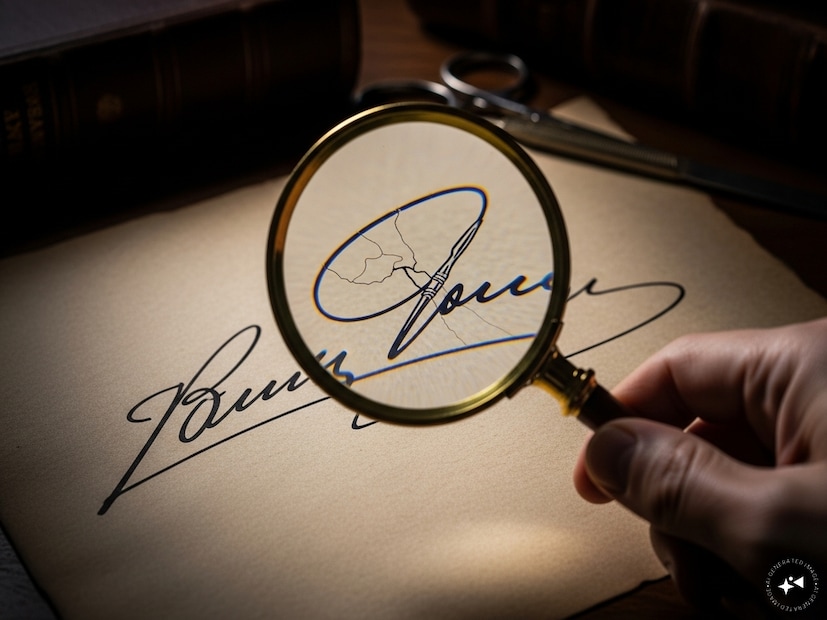 স্বাক্ষর জ্যোতিষ বিশেষজ্ঞ বিবেক ত্রিপাঠী মানুষের স্বাক্ষর অর্থাৎ সিগনেচার বিশ্লেষণ করে অনেক আশ্চর্যজনক তথ্য প্রকাশ করেছেন। তার মধ্যে উল্লেখযোগ্য হল সিগনেচারে থাকা সেই গুপ্ত সঙ্কেত যা আভাস দেয়, তার দুর্ঘটনা হওয়ার সম্ভাবনা রয়েছে৷ হতে পারে অস্ত্রোপচারও৷ Generated image