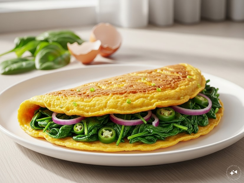 ২. পালং ওমলেট (Spinach Omelette)সকালের নাশতায় প্রোটিন আর আয়রনের অসাধারণ সংমিশ্রণ। ডিমের সঙ্গে কুচানো পালং শাক, পেঁয়াজ ও কাঁচালঙ্কা মিশিয়ে ফেটিয়ে গরম তাওয়ায় ছড়িয়ে দিন। পেট ভরবে, শরীরও থাকবে চনমনে।