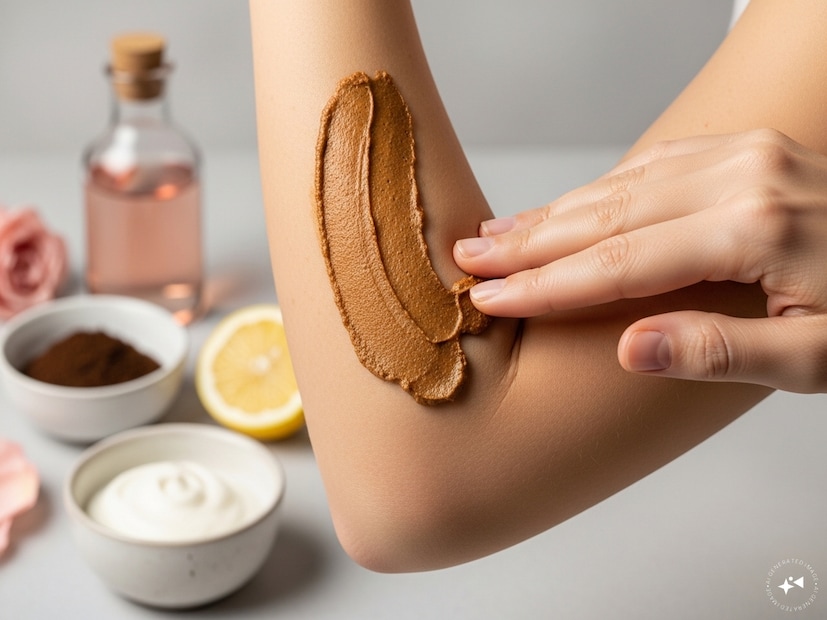 যেভাবে ব্যবহার করবেন—১. একটি বাটিতে কফি নিন। ২. তার সঙ্গে টক দই মেশান। ৩. তারপর লেবুর রস ও গোলাপজল মিশিয়ে মসৃণ পেস্ট তৈরি করুন। ৪. কনুইয়ের কালচে অংশে পুরু করে লাগান। ৫. পুরোপুরি শুকিয়ে গেলে জল দিয়ে ধুয়ে নিন অথবা ভেজা কাপড়ে মুছুন। ব্যবহারের পরই কনুইয়ের ত্বক উজ্জ্বল ও পরিষ্কার দেখাবে।