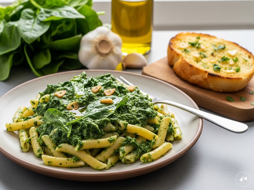 ৭. পালং পাস্তা সস (Spinach Pasta Sauce)পালং, রসুন, অলিভ অয়েল আর অল্প ক্রিম বা চিজ একসঙ্গে ব্লেন্ড করে সস তৈরি করুন। এতে সেদ্ধ পাস্তা মিশিয়ে দিন, সামান্য মশলা যোগ করুন। সঙ্গে গার্লিক ব্রেড হলে জমে যাবে।