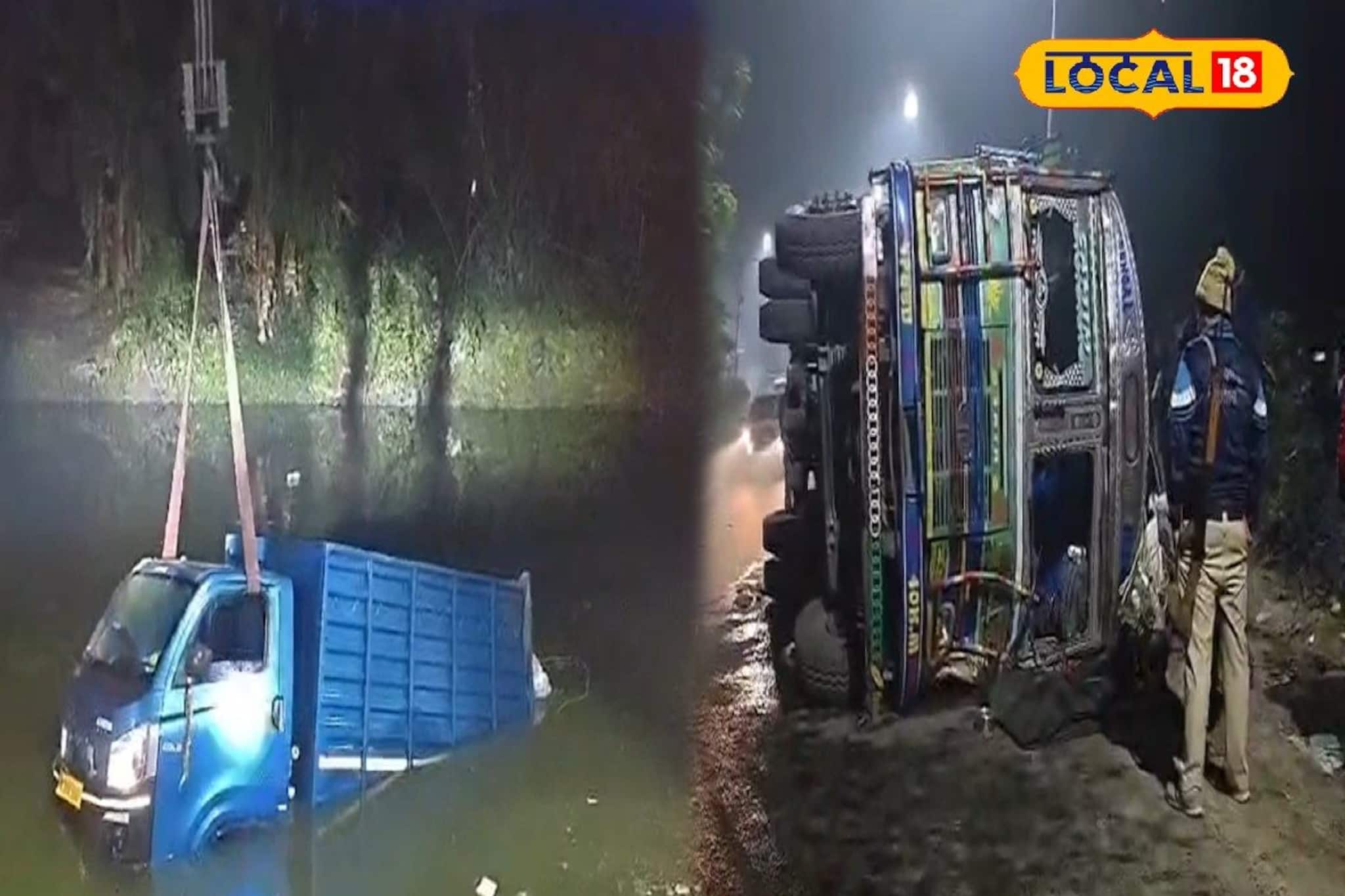 গভীর রাতে বারুইপুর বাইপাসে দুর্ঘটনা! লরির সজোরে ধাক্কায় পুকুরে ছোটা হাতি