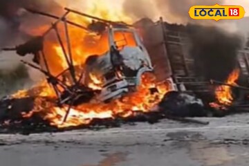 হাইটেনশন তারের ছোঁয়া, দাউদাউ করে আগুন খড় বোঝাই লরিতে! জাতীয় সড়কে ভয়াবহ ছবি