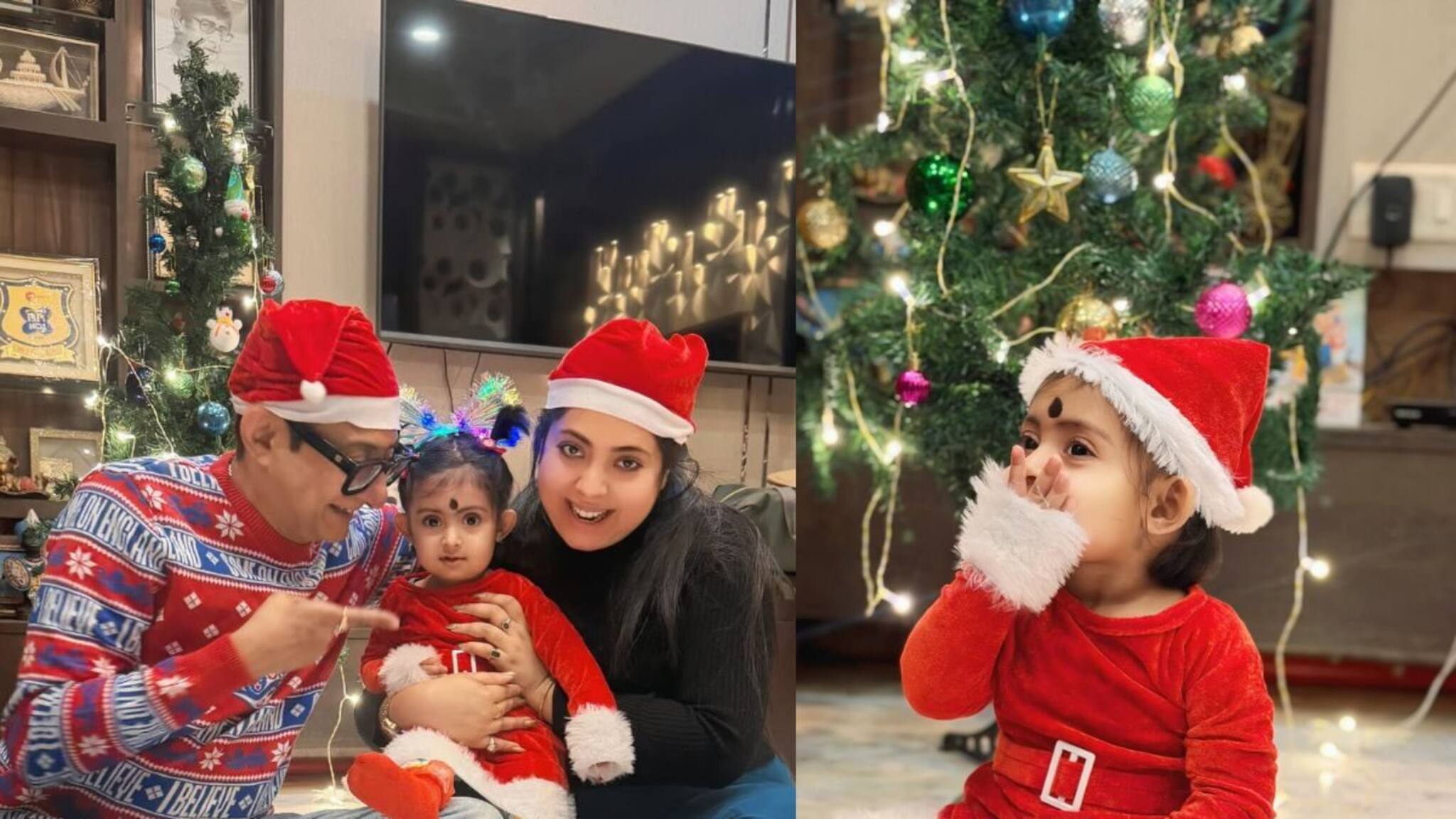 Kanchan-Shreemoyee X-Mas: মাথায় 'সান্তা' টুপি, পরনে 'রংমিলান্তি' পোশাক... কাঞ্চন-শ্রীময়ীর সঙ্গে ছোট্ট কৃষভির বড়দিন উদযাপন