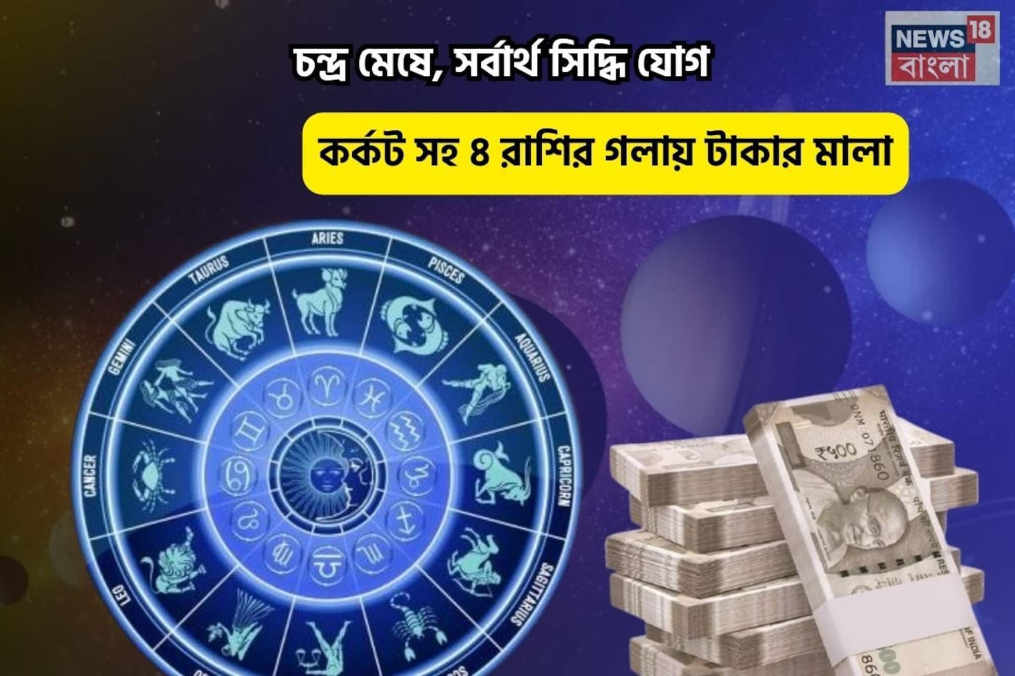 Sarvarth Siddhi Yog Rashifal: ভাগ্যের চাকা ঘুরেছে, সুসময় হাজির! চন্দ্র মেষে, সর্বার্থ সিদ্ধি যোগে কর্কট সহ ৪ রাশির গলায় টাকার মালা