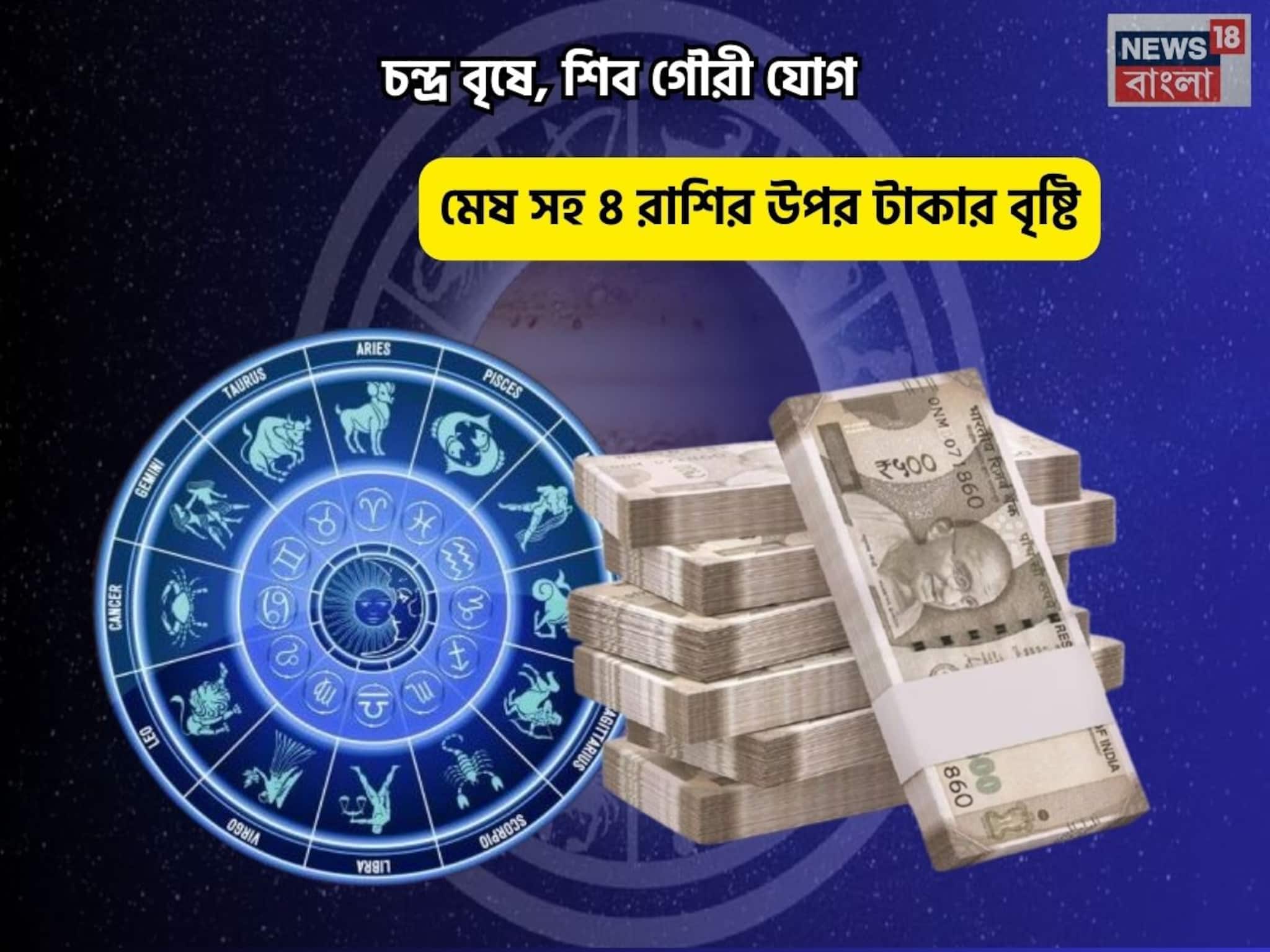 Shiv Gauri Yog Rashifal: সৌভাগ্য হাতের মুঠোয়, আপনি ভীষণ লাকি! চন্দ্র বৃষে, শিব গৌরী যোগে মেষ সহ ৪ রাশির উপর টাকার বৃষ্টি