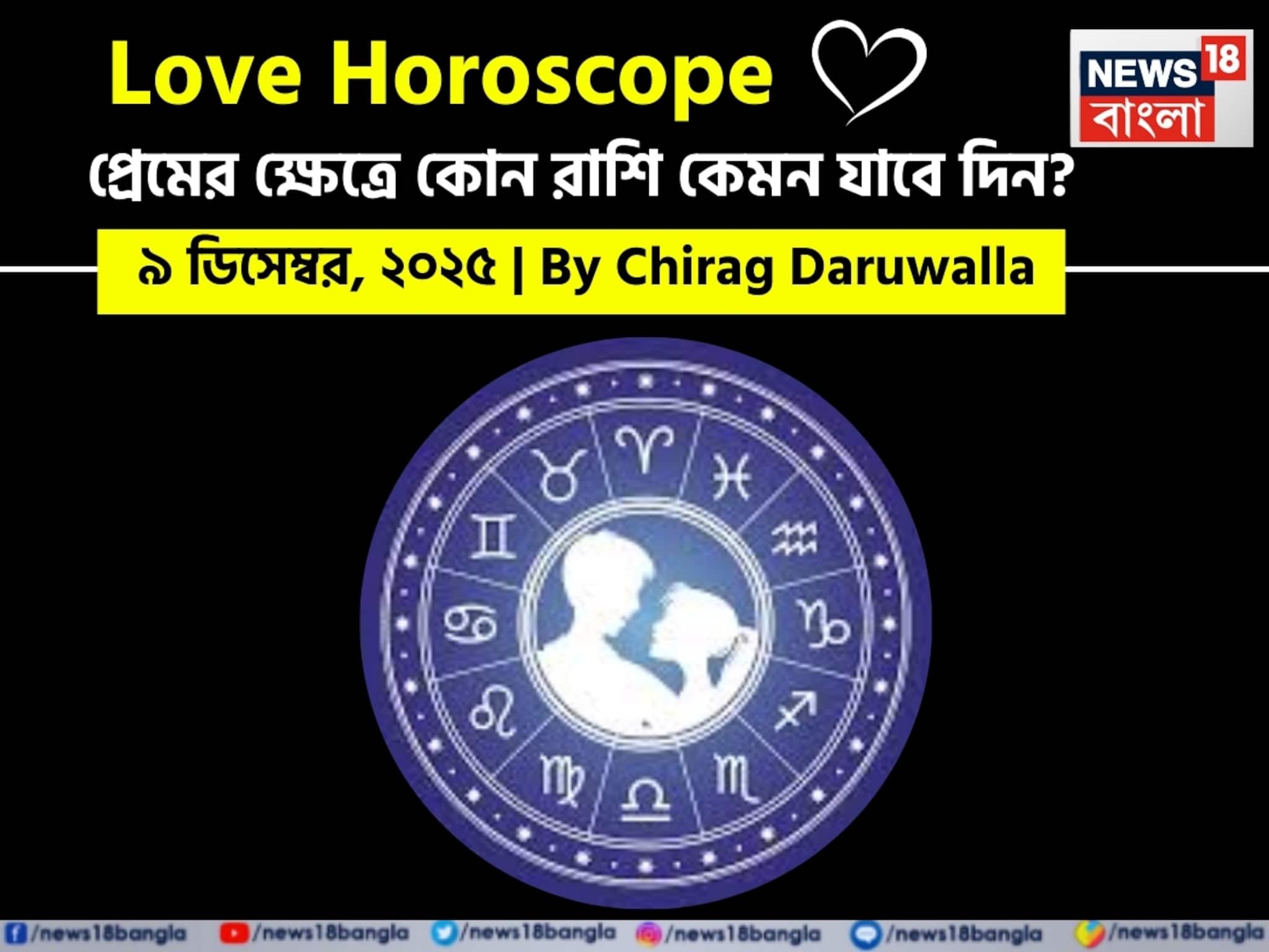 Love Horoscope Today: ৯ ডিসেম্বর, ২০২৫- কেমন যাবে আজকের প্রেমজীবন, জানাচ্ছেন জ্যোতিষী চিরাগ দারুওয়ালা
