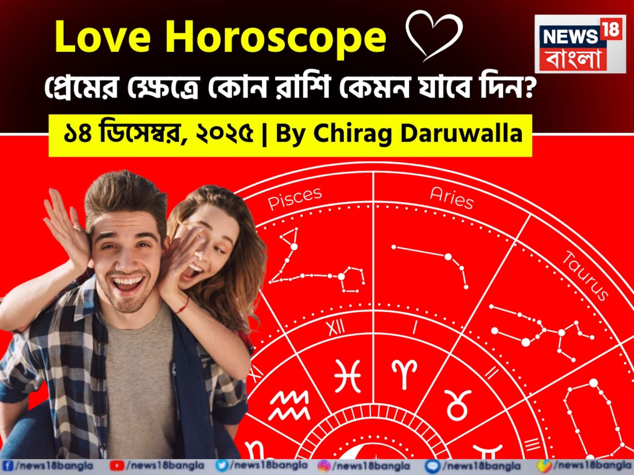 ১৪ ডিসেম্বর, ২০২৫- কেমন যাবে আজকের প্রেমজীবন, জানাচ্ছেন জ্যোতিষী চিরাগ দারুওয়ালা ১৪ ডিসেম্বর, ২০২৫- কেমন যাবে আজকের প্রেমজীবন, জানাচ্ছেন জ্যোতিষী চিরাগ দারুওয়ালা