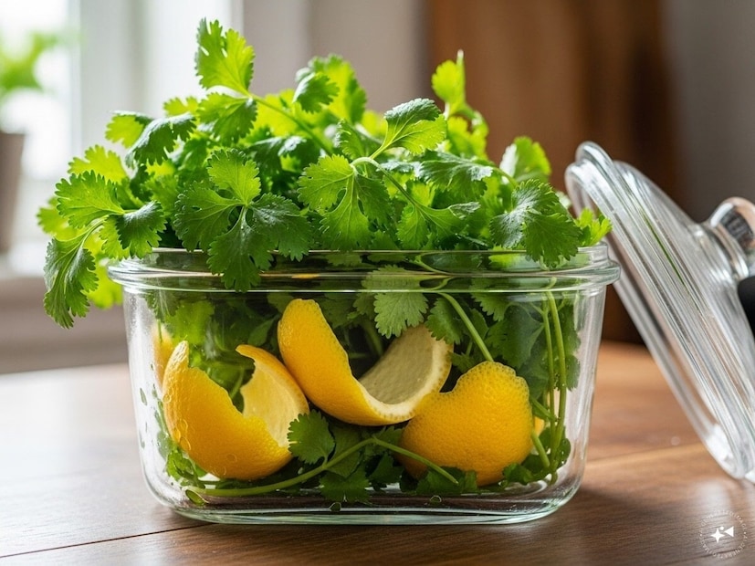 ধনেপাতা শীতকালে দ্রুত শুকিয়ে যায়, তাই ধনেপাতা ভাল করে ধুয়ে শুকানো অত্যন্ত গুরুত্বপূর্ণ। সম্পূর্ণ শুকিয়ে গেলে, একটি কাগজের তোয়ালে মুড়িয়ে একটি বায়ুরোধী পাত্রে সংরক্ষণ করুন। এই পদ্ধতিতে আর্দ্রতা কমায় এবং দীর্ঘ সময়ের জন্য তাজা থাকে। রেফ্রিজারেটরের সবজির ট্রে-তে সংরক্ষণ করলে, এগুলি ১০-১২ দিন স্থায়ী হতে পারে।