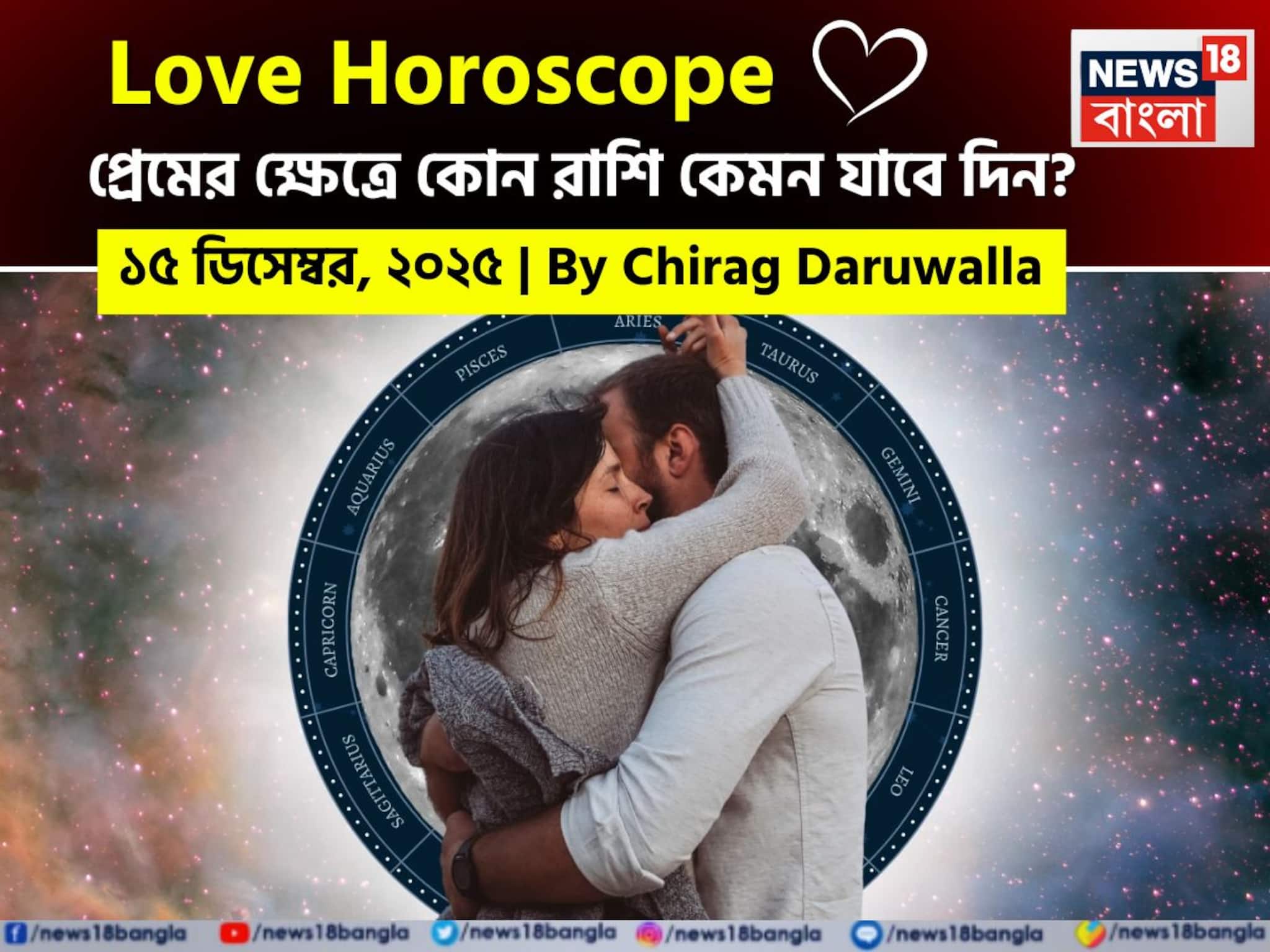 ১৫ ডিসেম্বর, ২০২৫- কেমন যাবে আজকের প্রেমজীবন, জানাচ্ছেন জ্যোতিষী চিরাগ দারুওয়ালা