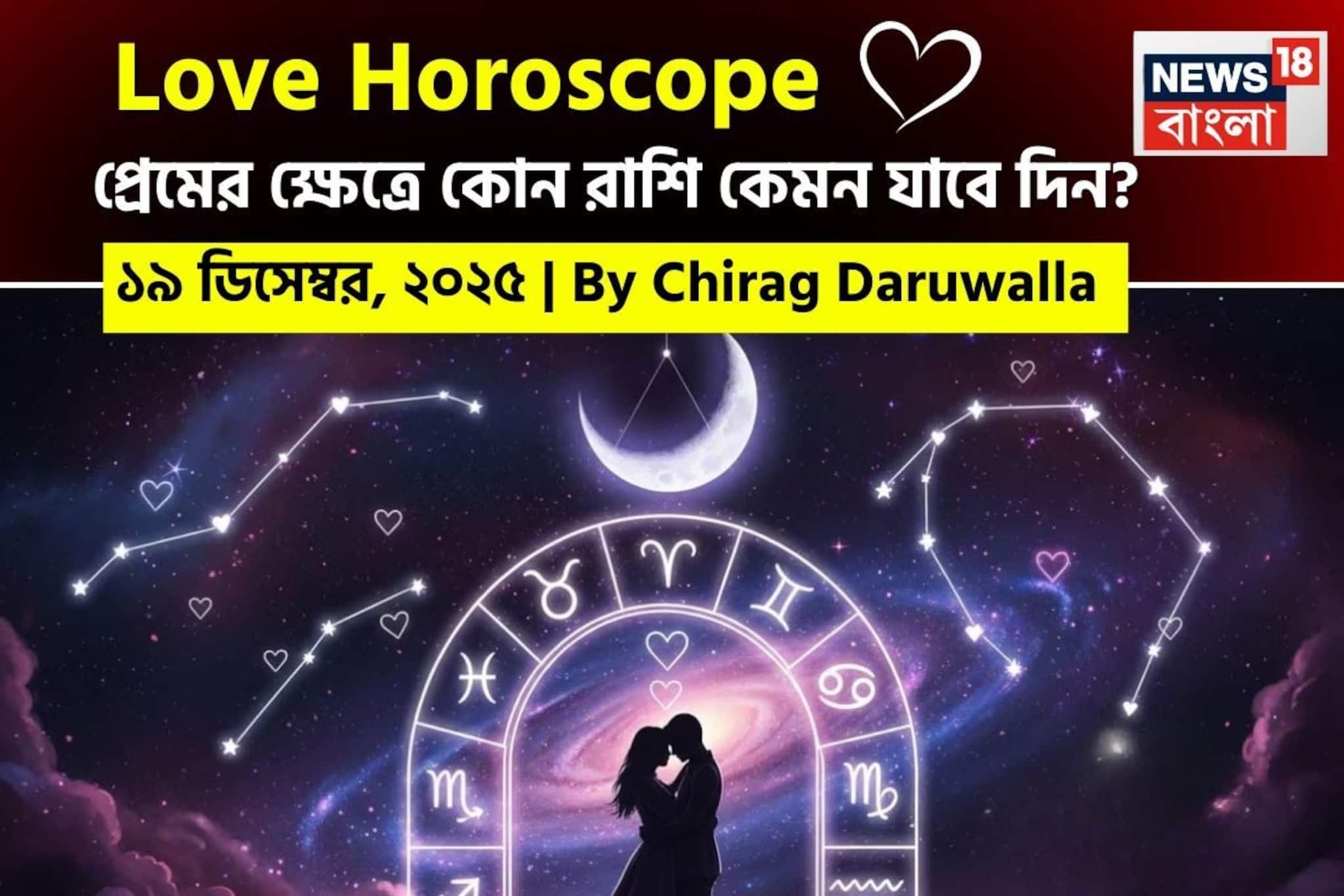 ১৯ ডিসেম্বর, ২০২৫- কেমন যাবে আজকের প্রেমজীবন, জানাচ্ছেন জ্যোতিষী চিরাগ দারুওয়ালা ১৯ ডিসেম্বর, ২০২৫- কেমন যাবে আজকের প্রেমজীবন, জানাচ্ছেন জ্যোতিষী চিরাগ দারুওয়ালা