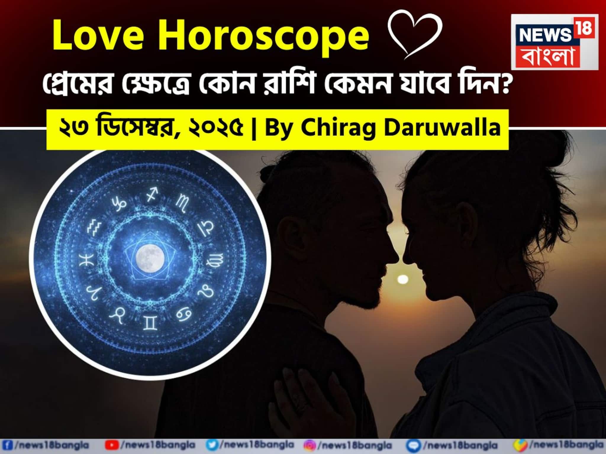 ২৩ ডিসেম্বর, ২০২৫- কেমন যাবে আজকের প্রেমজীবন, জানাচ্ছেন জ্যোতিষী চিরাগ দারুওয়ালা