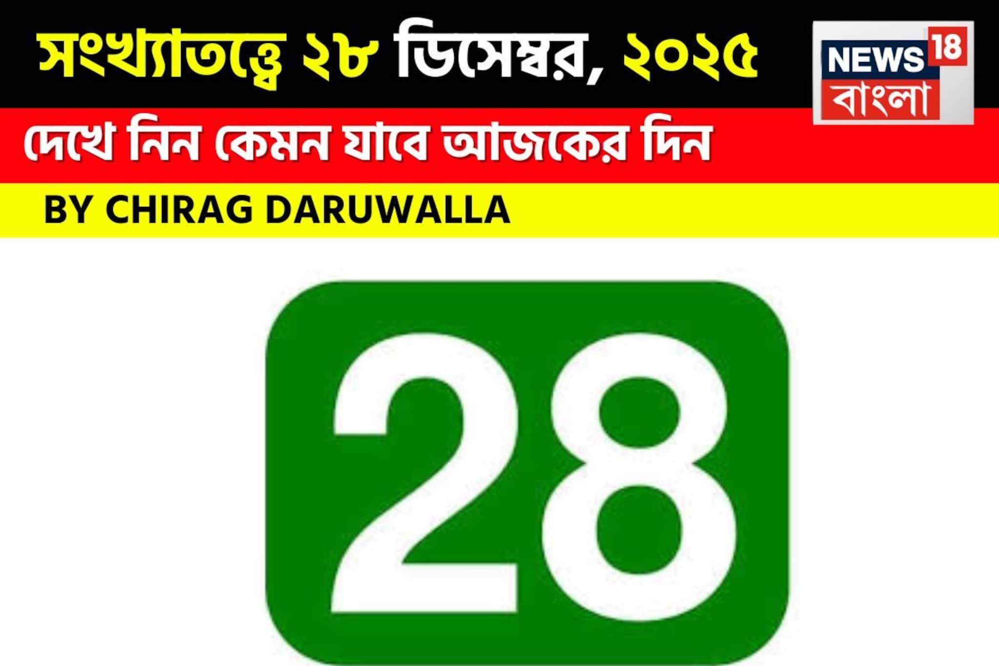 সংখ্যাতত্ত্বে ২৮ ডিসেম্বর, কেমন যাবে আজকের দিন? জানাচ্ছেন জ্যোতিষী চিরাগ দারুওয়ালা