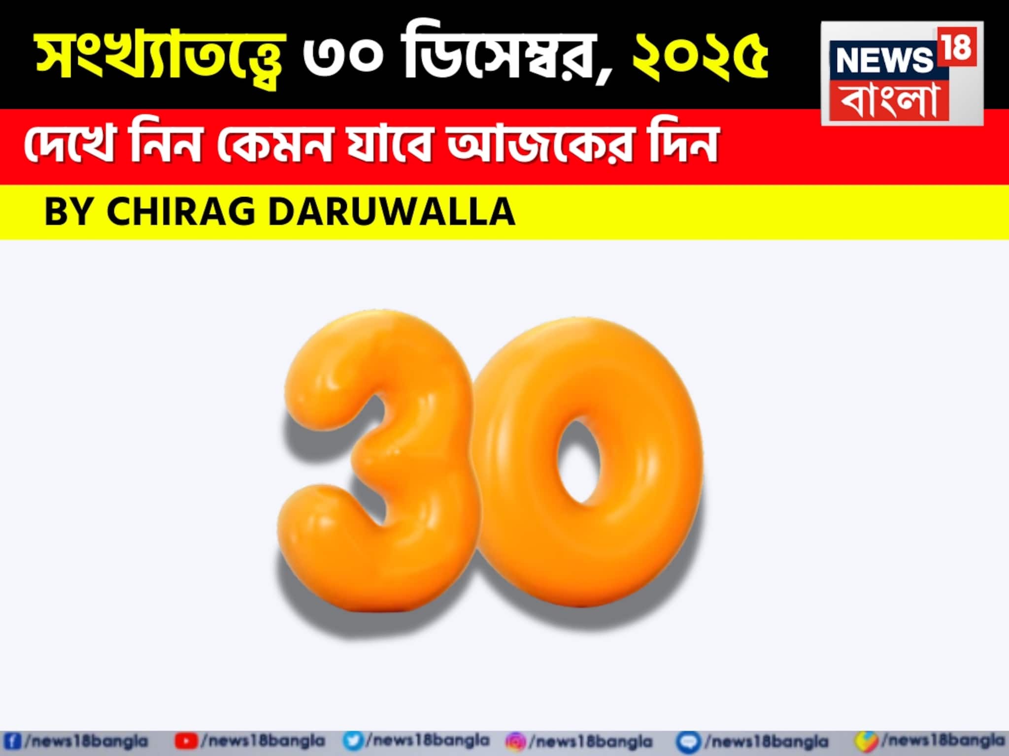 সংখ্যাতত্ত্বে ৩০ ডিসেম্বর, কেমন যাবে আজকের দিন? জানাচ্ছেন জ্যোতিষী চিরাগ দারুওয়ালা