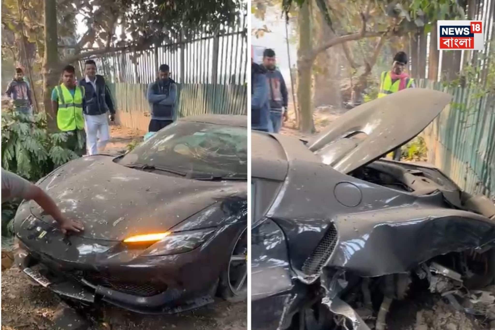 রেসকোর্সের কাছে দুমড়ে মুচড়ে গেল ফেরারি গাড়ি, জখম বাবা-ছেলে ও ২ সাফাই কর্মী