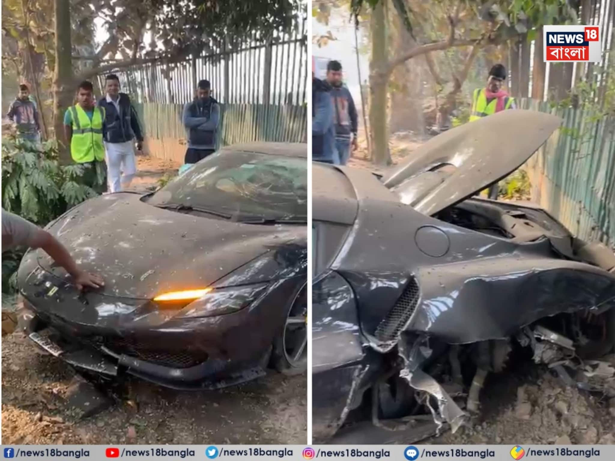 রেসকোর্সের কাছে দুমড়ে মুচড়ে গেল ফেরারি গাড়ি, জখম বাবা-ছেলে ও ২ সাফাই কর্মী রেসকোর্সের কাছে দুমড়ে মুচড়ে গেল ফেরারি গাড়ি, জখম বাবা-ছেলে ও ২ সাফাই কর্মী