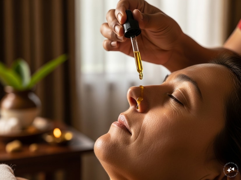 নস্য থেরাপি কী?ভারতের আয়ুষ মন্ত্রকের তথ্য অনুযায়ী, নস্য থেরাপি অত্যন্ত কার্যকর ও সহজ এক আয়ুর্বেদিক পদ্ধতি। পঞ্চকর্মের গুরুত্বপূর্ণ অংশ এটি। এই পদ্ধতিতে নাকে ওষধি মিশ্রিত তেলের কয়েক ফোঁটা দেওয়া হয়। নাকের মাধ্যমে দেওয়া এই তেল শরীর ও মস্তিষ্ক—উভয়ের উপরই প্রভাব ফেলে। নাকের সঙ্গে সরাসরি সংযোগ থাকে মস্তিষ্কের। প্রতি নাসারন্ধ্রে মাত্র দু’ফোঁটা ‘অণু তেল’ (Anu Oil) দিলে বহু উপকার পাওয়া যায়। সকালে বা রাতে ঘুমোনোর আগে করা সবচেয়ে ভালো।