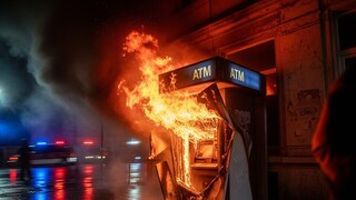 দাউ দাউ করে জ্বলছে ATM... (AI Generated representative image) দাউ দাউ করে জ্বলছে ATM... (AI Generated representative image)