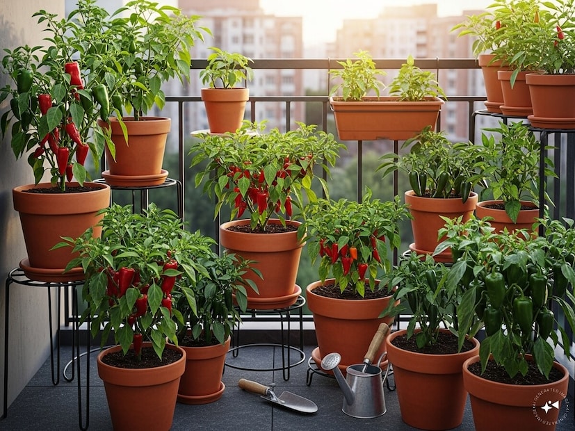 *বাজারে পাওয়া সবজির উপর পুরোপুরি আস্থা রাখার কোনও উপায় নেই। চাষাবাদ এবং সংরক্ষণের জন্য রাসায়নিকের ব্যবহার বেড়েছে। যদি পুরোপুরি নাও হয়, তবে বাড়িতে কিছু ধরণের সবজি চাষ করলে ঝুঁকি কিছুটা কমবে। আপনি সহজেই বারান্দায় লাল লঙ্কা চাষ করতে পারেন। আপনার যা দরকার, তা হল রৌদ্রজ্জ্বল বারান্দা। প্রতীকী ছবি। 